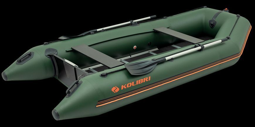 Надувний кільовий човен ПВХ Kolibri КМ-360D + алюмінієвий пайол. Купити надувний човен Колібрі 360 під мотор для риболовлі КМ-360D алюминий фото