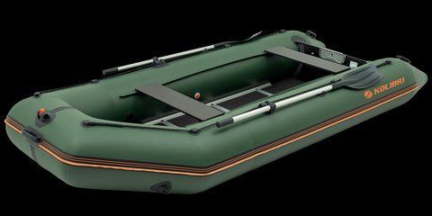 Надувний кільовий човен ПВХ Kolibri КМ-360D + фанерний пайол. Купити надувний човен Колібрі 360 під мотор для риболовлі КМ-360D фанера фото