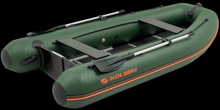 Надувний кільовий човен ПВХ Kolibri КМ-330DSL + алюмінієвий пайол. Купити надувний човен Колібрі 330 під мотор для риболовлі КМ-330DSL алюминий фото